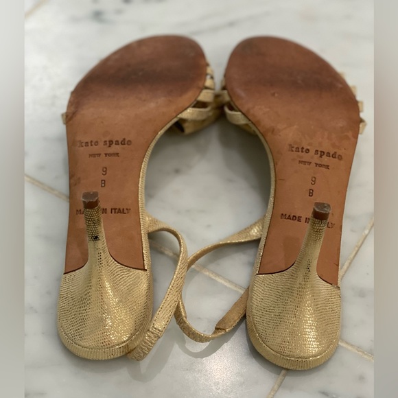 Kate Spade Gold Leather Sling Back Sandal with Bow at Toe - size 9 - Picture 4 of 10